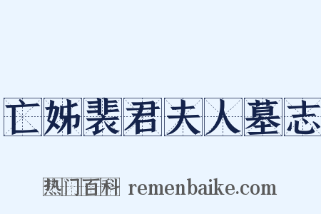 亡姊裴君夫人墓志是什么意思的图片